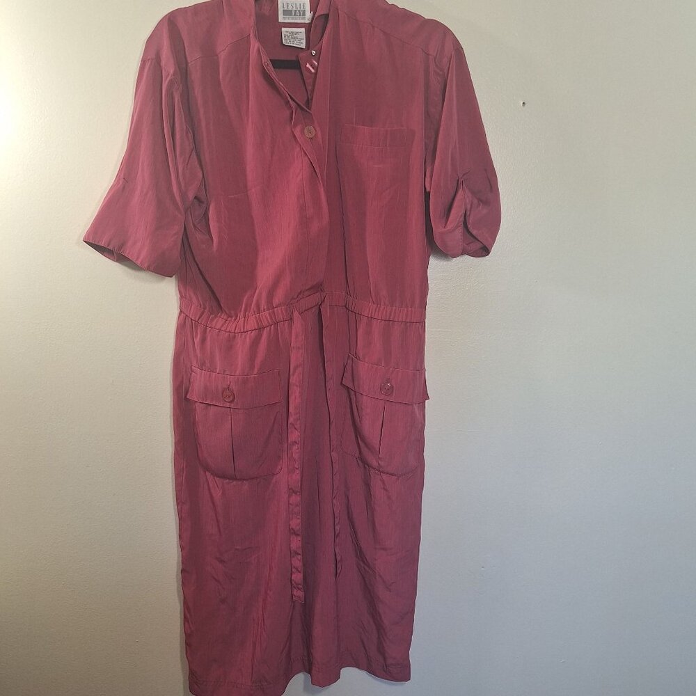 Vintage Leslie Faye pink dress 80s size 10